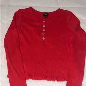 art class Red Long Sleeve Button Top